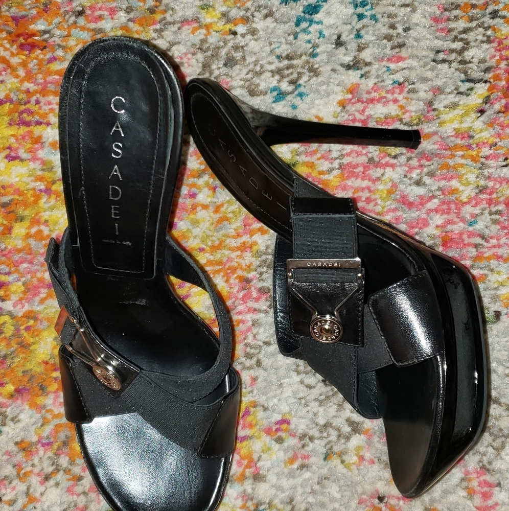 Casadei BlackedOut Platform Strappy Sandals